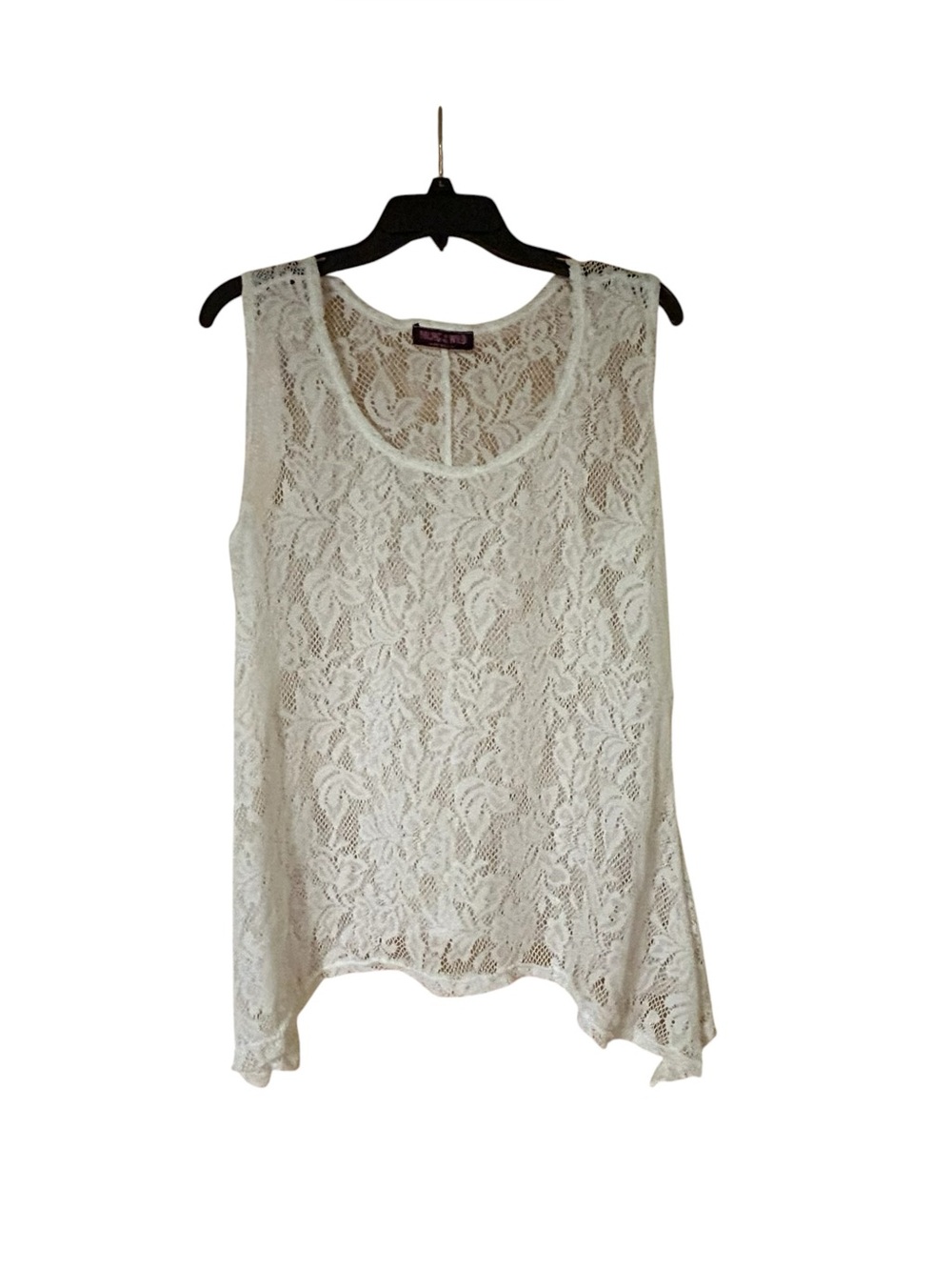 Young & Wild White Lace Tank Top Womens Plus 1X Sheer Festival Fairy Romantic